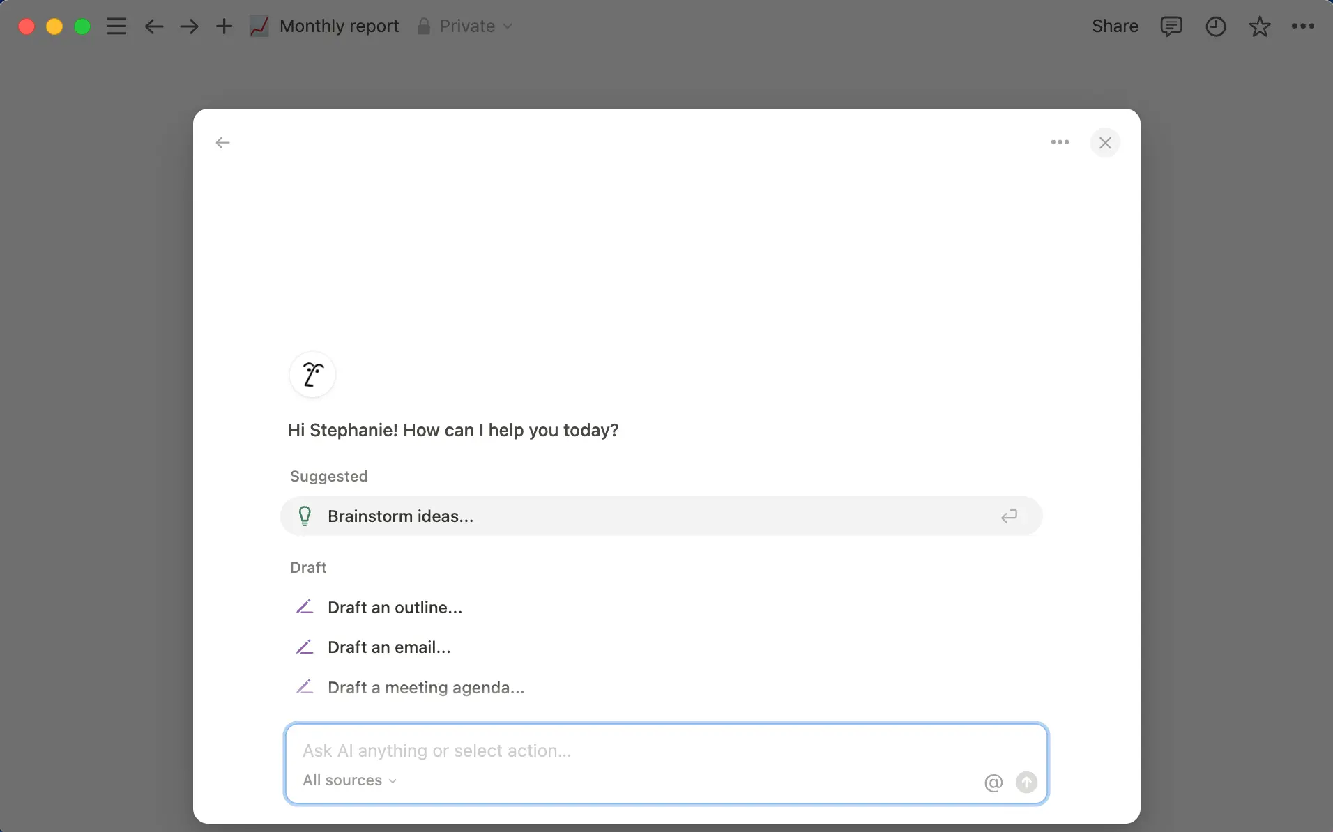 Abre la IA de Notion al instante con los atajos del teclado: Mayús + Cmd + J (Mac) o Mayús + Ctrl + J (Windows)