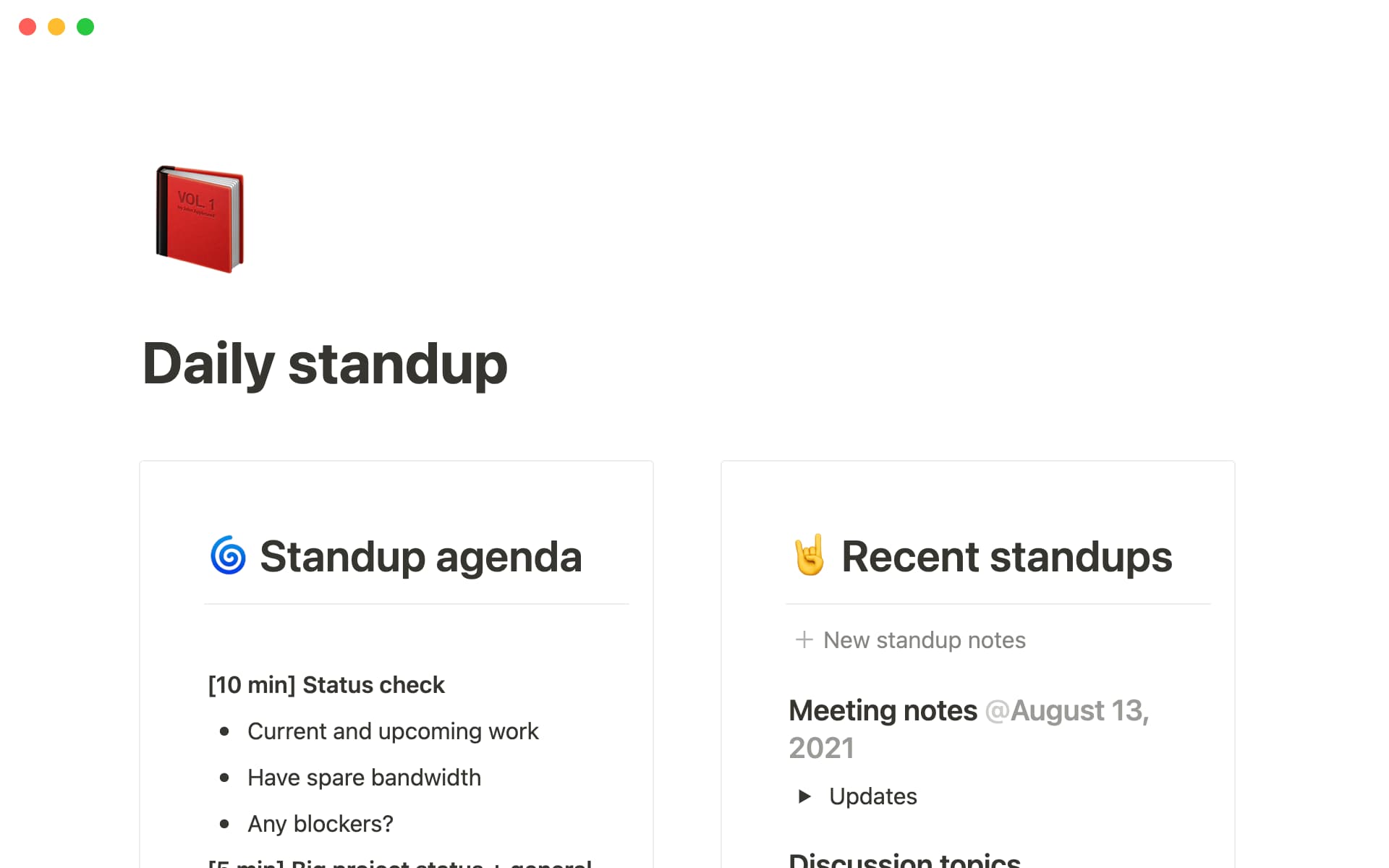 Plantilla de Standup