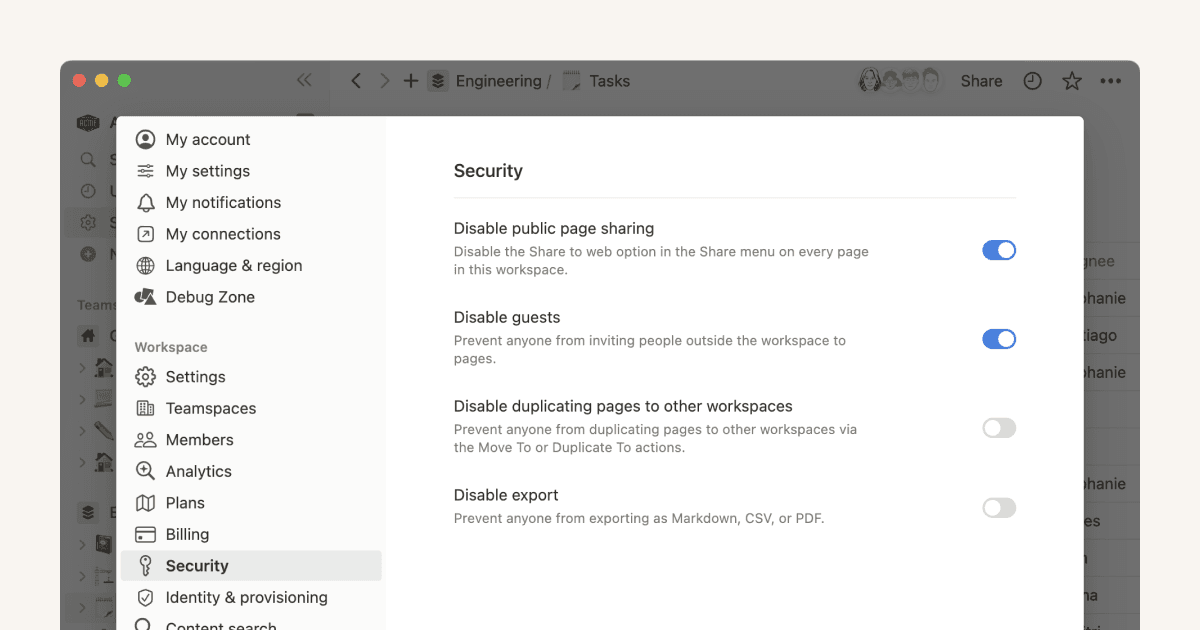 Disposiciones de seguridad del plan Enterprise