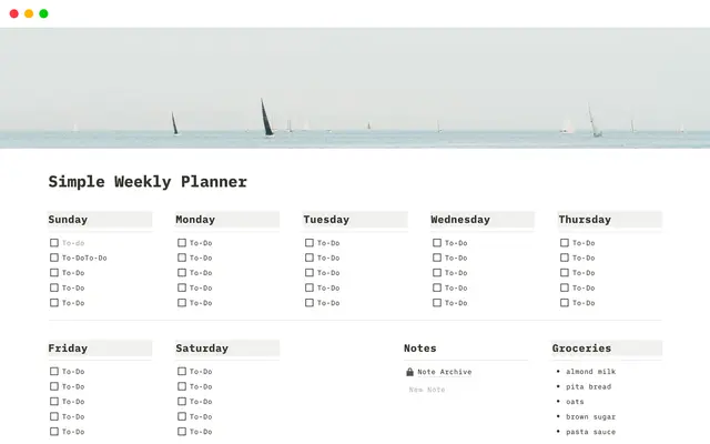 Simple Weekly Planner
