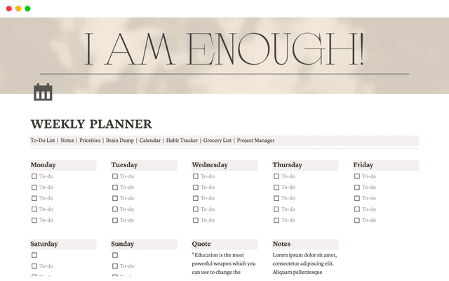 WEEKLY  PLANNER