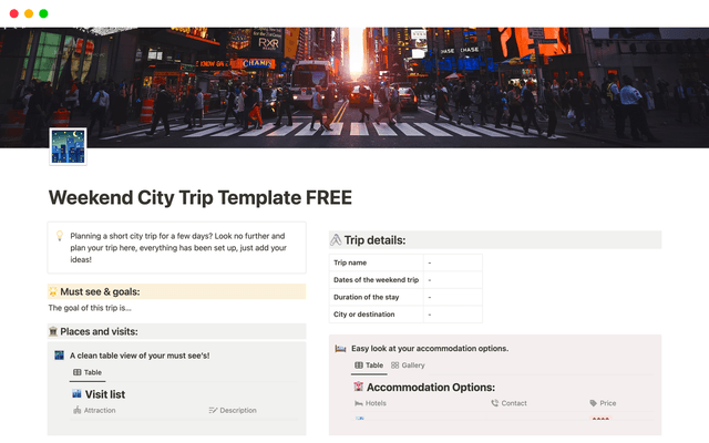 Weekend City Trip Template